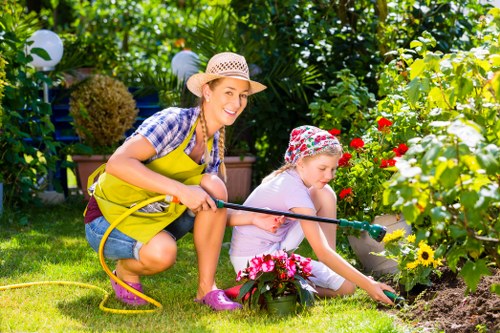 Eco-friendly landscaping project with waste separation and recycling practices